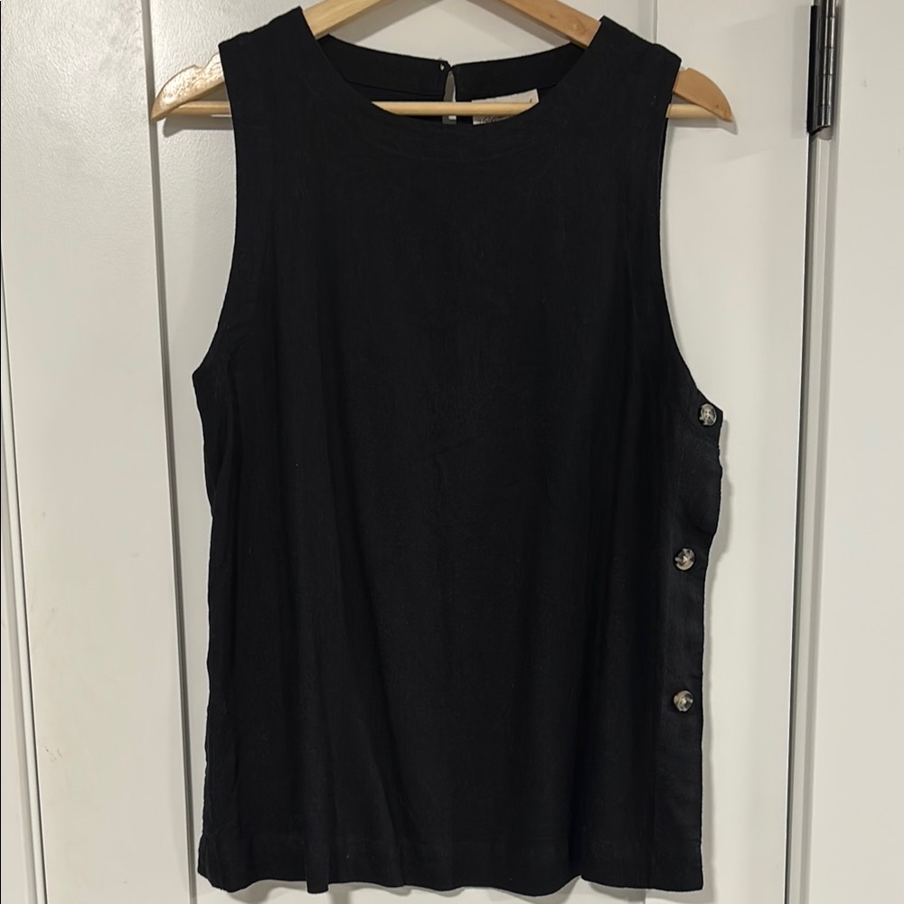 Linen blend sleeveless oversized top